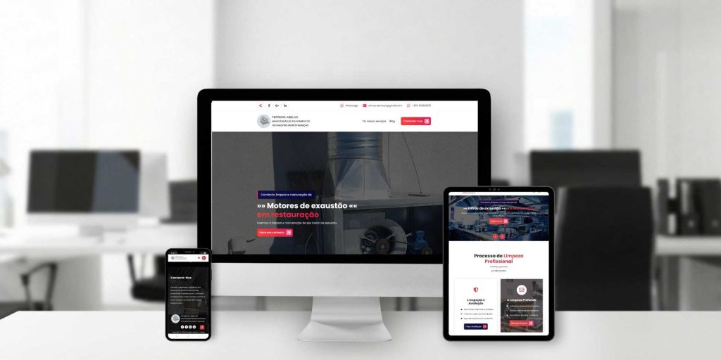 Imagem de Mockups de tlm, tablet e portátil, de site Ferreira Abelho