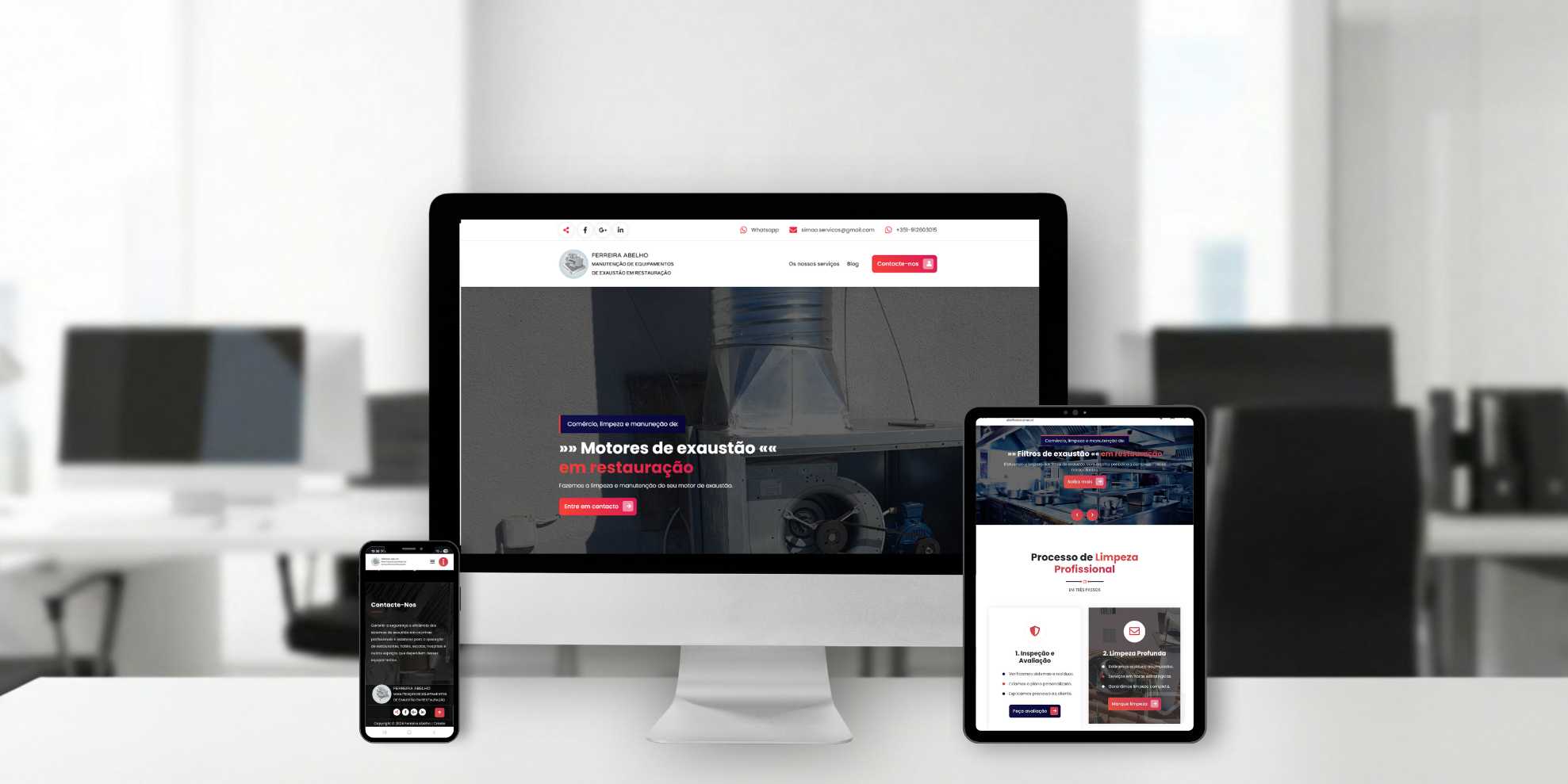 Imagem de Mockups de tlm, tablet e portátil, de site Ferreira Abelho
